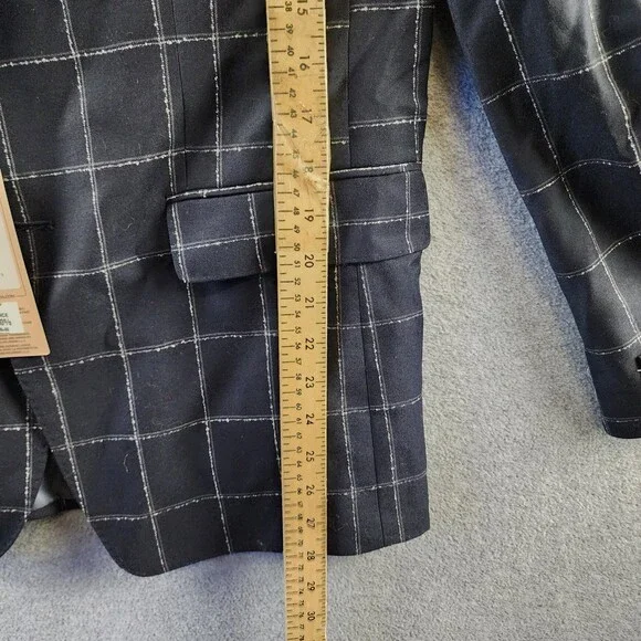 Scotch & Soda Windowpane Check Wool Sportcoat Men's 38R Navy/Grey Front Button